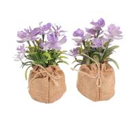 FUNOMOCYA 2pcs Artificial Orchid Flowers Faux Phalaenopsis Plants Realistic Purple Potted Decor for Home Office Wedding Indoor Decoration