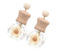FUNOMOCYA 2pcs Clear Glass Car Perfume Clip Diffuser Essential Oil Vials with Wooden Caps Stylish Milk Tea Color Design Unique Air Freshener for Car Vent Outlet Decor