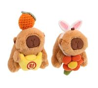 FUNOMOCYA 2pcs Cute Capybara Plush Car Rear Ornament Durable Fade Resistant Animal Accessories for Women Vehicle Exterior Decoration Playful Hanging Doll