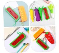 FUNOMOCYA 2pcs Cute Silicone Pencil Bag Large Capacity Cartoon Fruit Stationery Pouch with Smooth Zipper Washable Pen Organizer for Students Portable School Supply Holder