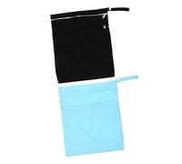 FUNOMOCYA 2pcs Diaper Storage Bags with Double Zipper Pockets Washable Wet Dry Organizer Pouch for Nappies Clothes Portable Hanging Nappy Caddy for Travel Stroller Beach Random Color