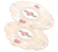 FUNOMOCYA 2pcs Embroidered Placemats Milk Silk Softness Heat Protection Antislip Elegant Decor for Wedding and Home
