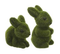 FUNOMOCYA 2pcs Flocking Rabbit Crafts Realistic Bunny Model Decor for Indoor Outdoor Garden Lawn Porch Easter Home Office Decoration