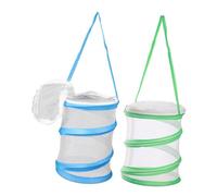 FUNOMOCYA 2pcs Foldable Butterfly Habitat Cage Zippered Insect Observation Cylinder Mesh Cages for Breeding Butterflies Bees and Animals Lightweight and Breathable Design