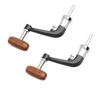 FUNOMOCYA 2pcs Folding Solid Wood Handle Fishing Reel Replacement Metal Rocker Arm with Nut, Dirt Resistant and No Deformation, Suitable for River and Pond Fishing, Fits Size 5000-6000 Reels