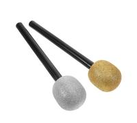 FUNOMOCYA 2pcs Glittered Fake Microphone Prop Lightweight Plastic Disco Decorations for Halloween Party Photo Booth Fun Performance Accessory