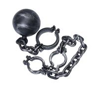 FUNOMOCYA 2pcs Halloween Plastic Shackles Prop Set 85cm Foot Chain and Fetters, Silver Prisoner Costume Accessories for Party and Fancy Dress