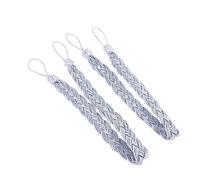 FUNOMOCYA 2pcs Hand Tied Curtain Tiebacks Knitted Fabric Drapery Holdbacks for Thick and Sheer Curtains Silver Grey Decorative Window Accessories