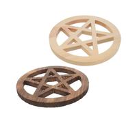 FUNOMOCYA 2pcs Handcarved Wooden Pentagram Wall Decor Vintage Style Elegant Star Ornament for Rituals Pagan Ceremony Room Accessories