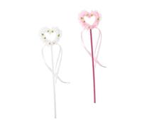 FUNOMOCYA 2pcs Heart Shaped Fairy Wands with Flashing Lights for Dress Up Party Favors Purple White Magical Sticks for Birthday Cosplay Stage Shows Halloween and Pretend Play