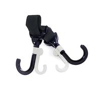 FUNOMOCYA 2pcs Hook Loop Stroller Hooks for Diaper Grocery Bags Stroller Clips Hangers with Load Capacity Easy Install Pram Accessories in Black and Gray