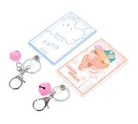 FUNOMOCYA 2pcs Id Holder Cards Cover 3.9x2.5 Inch Acrylic Lightweight Creative Design with Bell for Protecting Identification Cards