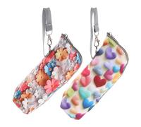 FUNOMOCYA 2Pcs Insulated Bottle Bag with Zipper Closure, Portable Thermal Breastmilk Storage and Warmer Pouch, Cute Heart Daisy Print Bottle Cooler Carrier for Travel and Daycare