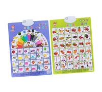FUNOMOCYA 2pcs Learning Posters Bilingual English Chinese Audio Chart Early Educational Hanging with Patterns for Speech Development and Confidence Building