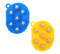 FUNOMOCYA 2pcs Lymphatic Massage Tool with 7 360° Rolling Balls, Body Massage Glove Brush for Neck and Shoulder, Oval PVC and Steel Massager for Deep Tissue Relief and Muscle Fatigue