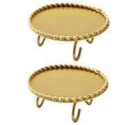 FUNOMOCYA 2pcs Metal Iron Candle Holders with Geometric Round Design and Twisted Edge Gold Tabletop Pedestal Stands for Wedding Romantic Dinner Home Decor and