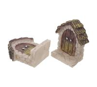 FUNOMOCYA 2pcs Miniature Fairy House Doors with Delicate Craftsmanship Wooden Dollhouse Accessories for Garden Terrariums Trees Indoor and Outdoor Fairy Tale Decorations
