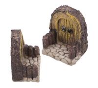 FUNOMOCYA 2pcs Miniature Wooden Garden Doors Decorative Fairy House Accessories for Tree Trunk Micro Landscape, Hobbit Style Backyard Patio Terrarium Mini Door Set