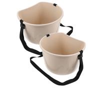 FUNOMOCYA 2Pcs Multifunctional Fertilizer Spreader Bucket with Adjustable Strap, White 22Lb Capacity Garden Harvest Bag for Fruit Picking and Fertilizer Application