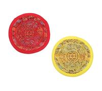 FUNOMOCYA 2pcs Nepalese Handmade Singing Bowl Pads Cushion Set, 10cm Buddhist Ritual Bowl Mats for Meditation and Sound Healing, Yellow and Red Cloth Mat Accessories