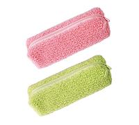 FUNOMOCYA 2pcs Plush Pencil Bag for Stationery Portable Cosmetic Bag Pen Pouch Storage for Coins Makeup Writing Utensils Compact and Comfortable Ages Random