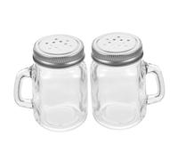 FUNOMOCYA 2pcs Practical Seasoning Bottles Mini Glass Salt Pepper Shakers Mason Jar Style Space-Saving Spice Containers for BBQ Camping Kitchen