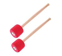 FUNOMOCYA 2pcs Red Foam Head Bass Drum Mallets Percussion Sticks Universal Drum Accessories for Stage Performance and Band Drumming - Red Color