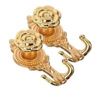 FUNOMOCYA 2pcs Rose Shaped Wall Coat Hook in Golden Iron with Stable Structure for Hanging Keys and Towels, Fashionable Flower Wall Hanger for Kitchen and Bathroom Use