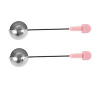 FUNOMOCYA 2pcs Rotary Tea Strainer Infuser with Ergonomic Handle Stainless Steel Fine Mesh Filter for Loose Leaf Tea Sugar Sifter Spice Duster Compact and Portable Pink