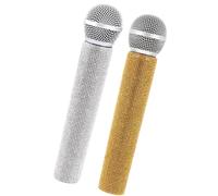 FUNOMOCYA 2Pcs Sparkly Simulation Microphone Prop Realistic Fake Microphone for Parties Stage Performances for Speech Practice and Creative Role Playing Activities