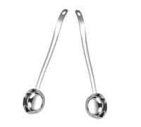 FUNOMOCYA 2pcs Stainless Steel Soup Ladle with Dual Pour Spouts Long Ergonomic Handle Gravy Ladles for Precise Serving High Temperature Resistant Cooking Spoons for Kitchen and Home Use