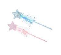FUNOMOCYA 2Pcs Star Shape Fairy Wands for Decorative Stage Performance Props Cute Pink and Blue Stick for Birthday Parties Cosplay Halloween Dress Up