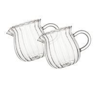 FUNOMOCYA 2pcs Striped Glass Milk Cup Safe Reliable Beverage Container for Home Cafe Decor