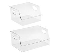 FUNOMOCYA 2Pcs Transparent Desktop Document Organizer Box Multipurpose Plastic Magazine Holder and Book Storage Rack for Office Study Portable Large Capacity Storage for Files and Books