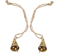 FUNOMOCYA 2pcs Vintage Rustic Hollow Hanging Bells Circular Cone Metal Pendants for Tree Door Window Decor Retro Party Background Accessories
