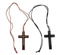 FUNOMOCYA 2pcs Vintage Wooden Cross Rearview Mirror Hanging Ornament Artistic Car Interior Accessory Decoration for Trucks and Cars Black Brown Handcrafted Vehicle Charms