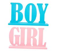 FUNOMOCYA 2pcs Wooden Gender Sign Board for Shower and Gender Reveal Party Table Decor Ornaments with Creative Letter Modeling Bright Design for Romantic Atmosphere and Celebration Use