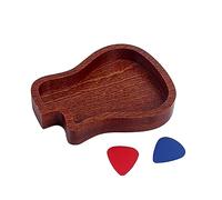 FUNOMOCYA 2Pcs Wooden Guitar Plectrum Holder Storage Box with Color Picks Durable Accessory for Guitar and Bass Elegant Design Convenient Pick Organization