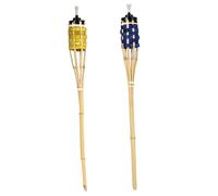 FUNOMOCYA 2Pcs Woven Bamboo Torch Outdoor Fire Torch for Garden Pathway Lighting Backyard Decor Easy Installation Refillable Oil Lamp Random Colors