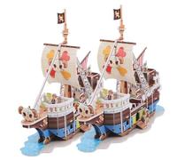 FUNOMOCYA 2Sets Paper Pirate Ship Puzzles Model Kits for Adults Creative Assemble Sailboat for Family Fun Pre Cut Paper Design for Room Decoration