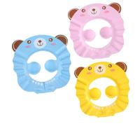FUNOMOCYA 3 Pcs Adjustable Shampoo Hat Bath Visor with Ear Protection Shower Cap for Boys and Hair Washing Accessories Pink Yellow Blue