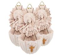 FUNOMOCYA 3 Pcs Catholic Holy Water Font Resin Sacred Heart of Mary Wall Hanging Decor for Home Entrance Religious Blessing Families and Church