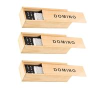 FUNOMOCYA 3 Sets Black Wooden Domino Blocks Set Double-six Dominoes with Dots Educational Building for Family Game Night Rainy Day Indoor Fun