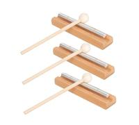 FUNOMOCYA 3 Sets Wooden Hand Chime with Mallet Mindfulness Percussion Instrument for Yoga Prayer Classroom Use Traditional Crafted Wooden Bells for Meditation and Focus Enhancement