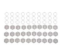 FUNOMOCYA 30pcs Stainless Steel Hexagonal Number Key Tags 1-30 with Key Rings for Restaurant Event and Office