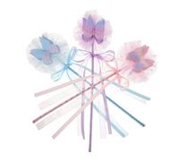 FUNOMOCYA 3pcs Childrens Fairy Wands with Cute Bowknot Design Lovely Princess Rods in Pink Purple Blue Easy to Use Magical Sticks for Birthday Christmas Party Favors and Dress Up Play