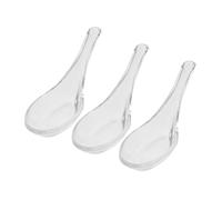 FUNOMOCYA 3pcs Clear Glass Soup Spoons Heat-Resistant Reusable Kitchen Serving Spoons for Asian Cuisine Desserts Yogurt and Buffet Tableware