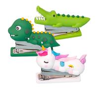 FUNOMOCYA 3Pcs Cute Cartoon Handheld Staplers Portable Decorative Mini Stapler with Dinosaur Crocodile for School Home Office Desk Accessories
