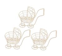 FUNOMOCYA 3pcs Iron Art Mini Doll Stroller Lightweight Safe Pram for Strollers Accessories Chic Micro Furniture Decoration for Dollhouses