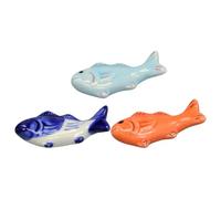 FUNOMOCYA 3pcs Japanese Ceramic Fish Shaped Chopsticks Rests Set, Light Sky Blue, Kitchen Dining Tableware Holder for Home Use